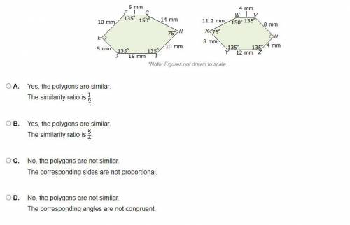 Determine if polygon EFGHIJ is similar to polygon UVWXYZ.

If the polygons are similar, identify t