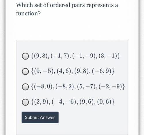Which set of ordered pairs represents a function?