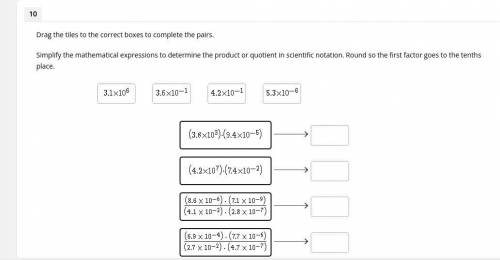 Simplify the mathematical expressions to determine the product or quotient in scientific notation.