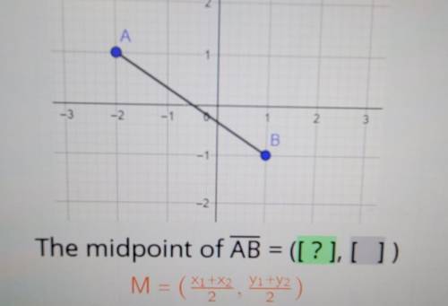 2 -3 - 1 2. 3 B The midpoint of AB = ([?], []) M = (*1#x2 YILV) Y2 *+ Enter