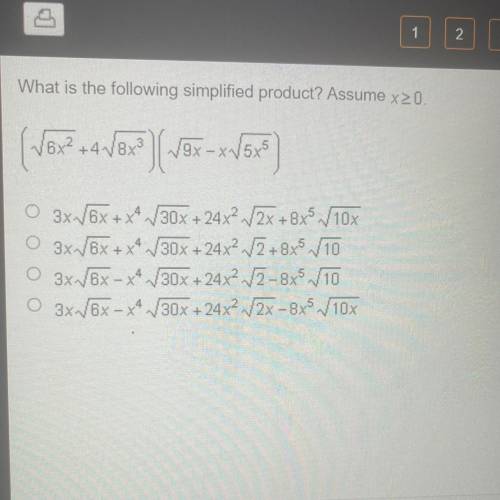 What is the following simplified product? Assume x> 0 6x2 + 4 8x3 9x-x 5x5