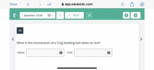 What is the momentum of a 5-kg bowling ball when at rest?