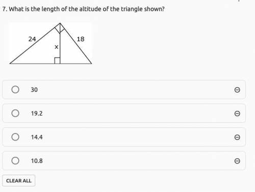 What is the length of the altitude of the triangle shown?