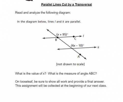 Parallel Lines Cut by a Transversal pls answer this question for 50 brainlist*
