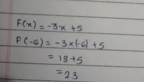 F(x)=-3x+5, find f(-6)