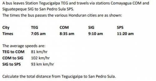 A bus leaves Station Tegucigalpa TEG and travels via stations Comayagua COM and

Siguatepeque SIG