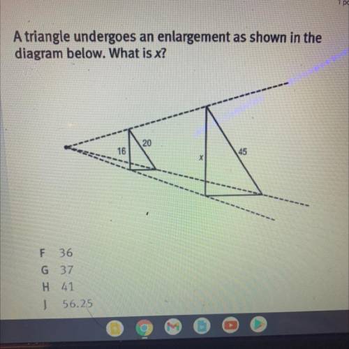 A triangle undergoes an enlargement as shown in the

diagram below. What is x?
Please help I’ll gi