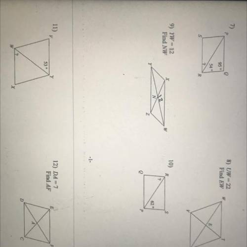 7.2 Parallelograms 
Find the measurements indicated in each parallelogram.