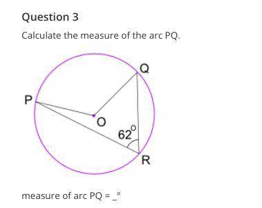Calculate the measure of the arc PQ.