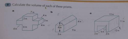 Question number 2c...Find the volume of the prism..