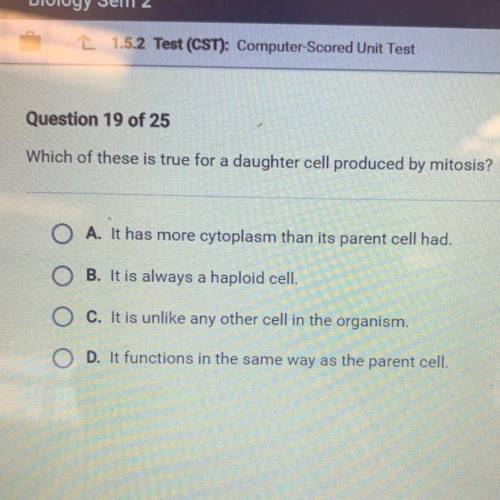 Which of these is true for a daughter cell produced by mitosis?