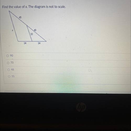 Find the value of x. The diagram is not to scale.