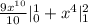 \frac{9x^{10}}{10} |_0^1 + x^4|_1^2