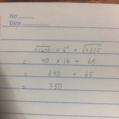Find the value of √1600×8²+√4225