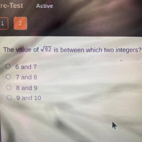 The value of V82 is between which two integers?