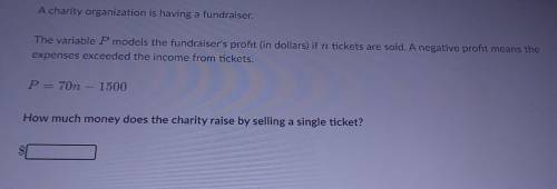 A charity organization is having a fundraiser. The variable P models the fundraiser's profit (in do