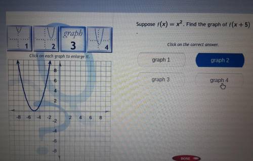 Suppose f(x) = x^2. Find the graph of f(x+5)  PLEASE HELP ME... ASAP