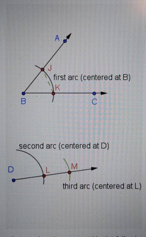 First arc (centered at B) B C second arc (centered at D) M D third arc (centered at L)

What needs