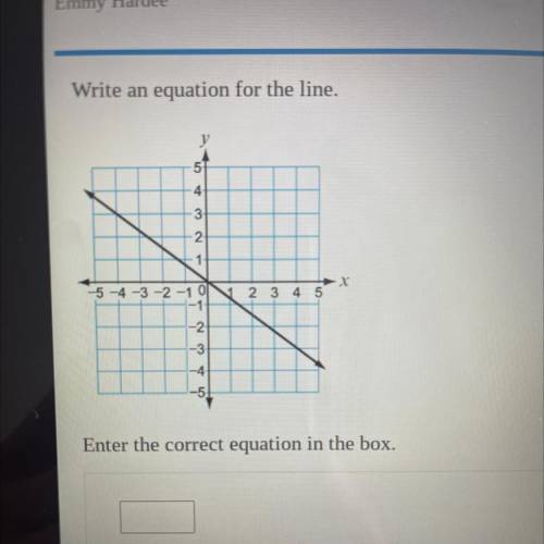 Write an equation for the line (see image)