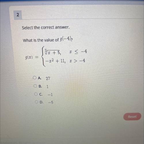 I NEED HELP LOL
What is the value of g(-4)?