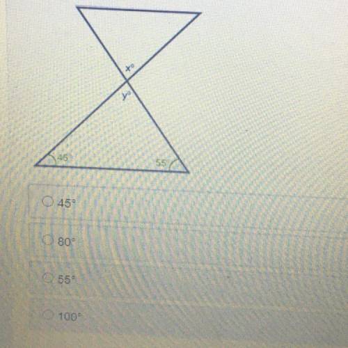 Find the measure of angle x in the figure below455545°O 8055100