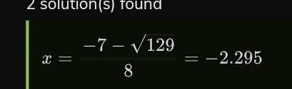 Write the quadratic equation in standard form:
4x^2-5=7x