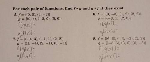 For each pair of functions, find fºg and gºf if they exist. ill give brainliest