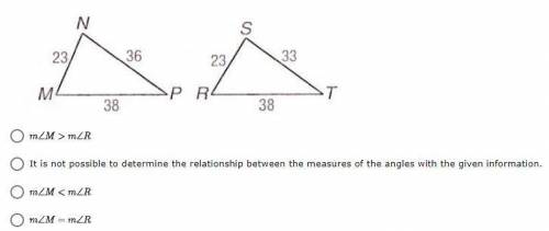What is the relationship between angles M and R?