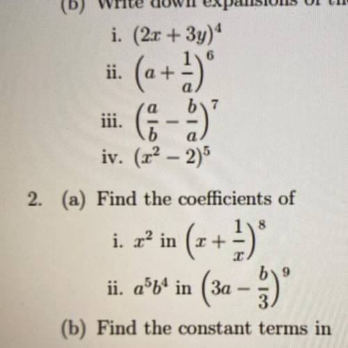 Find the coefficient of a^5b^4 in (3a-b/3)^9

(question 2 a. ii on the picture)
need it asap!
