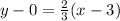 y - 0 = \frac{2}{3}(x - 3)