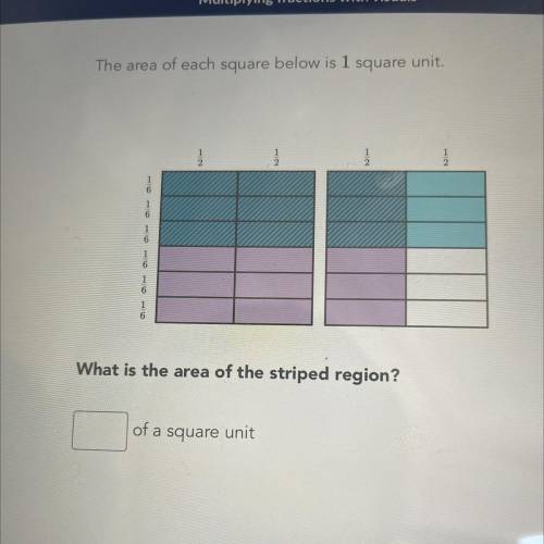 The area of each square below is 1 square unit.

What is the area of the striped region?
of a squa