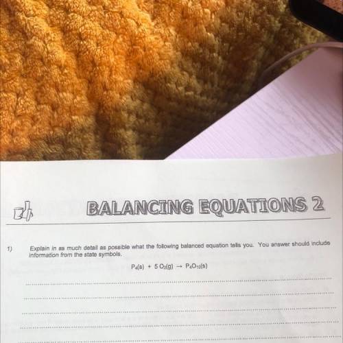 BALANCING EQUATIONS 2

Explain in as much detail as possible what the following balanced equation