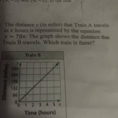 5. The distance v (in miles) that Train A travels

in x hours is represented by the equation
y = 7