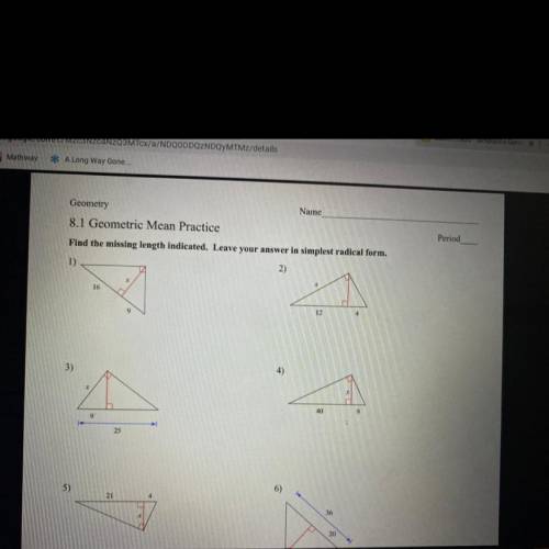 8.1 Geometric Mean Practice answers