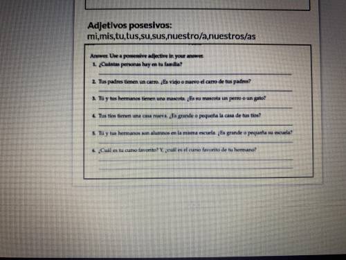 Need help on Spanish . Just number them with the answers thank you