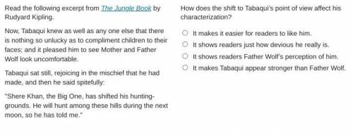Read the following excerpt from The Jungle Book by Rudyard Kipling.

Now, Tabaqui knew as well as