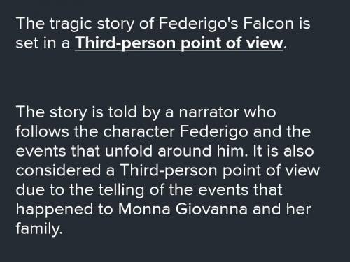 In English Frederigo’s Falcon which point of view the plot is told