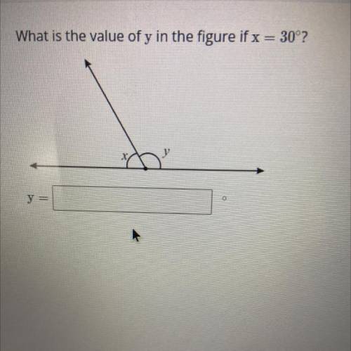 What is the value of y in the figure if x = 30°?
y =