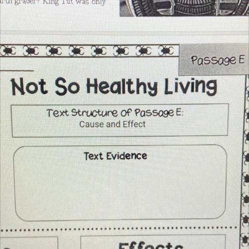 I need an answer for the text Evidence for my assessment It’s Not so Healthy Living passage E