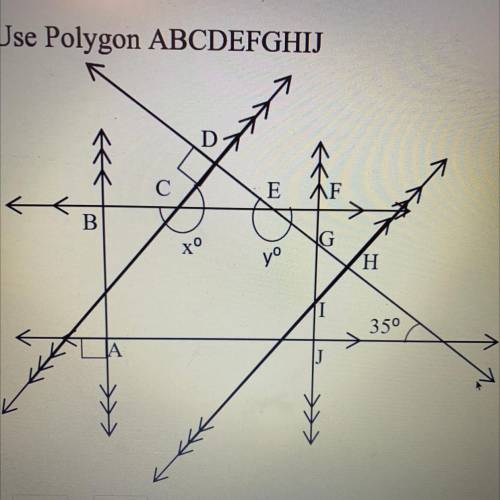 Use the polygon provided to find the values of x and y