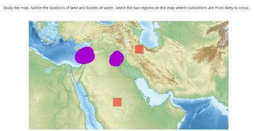 35 POINTS PLS HELP ASAP

Study the map. Notice the locations of land and bodies of water. Select th