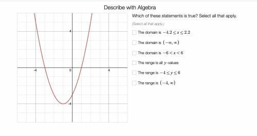 Describe the Algebra in my screenshot and select all that apply
