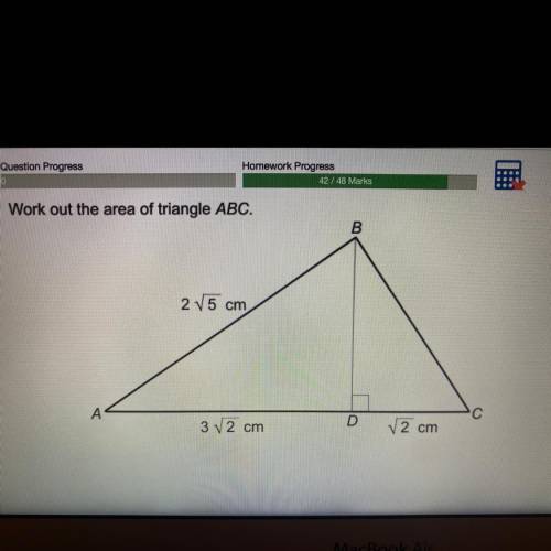 Work out the area of triangle ABC.
B.
25 cm
A
32 cm
D
2 cm