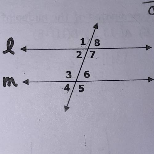 What type of angles are m<4 and m<7, and are they congruent? same for m<3 and m<8???