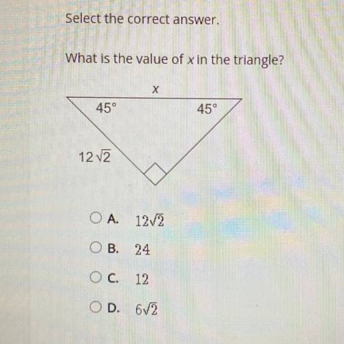 What is the value of x in the triangle