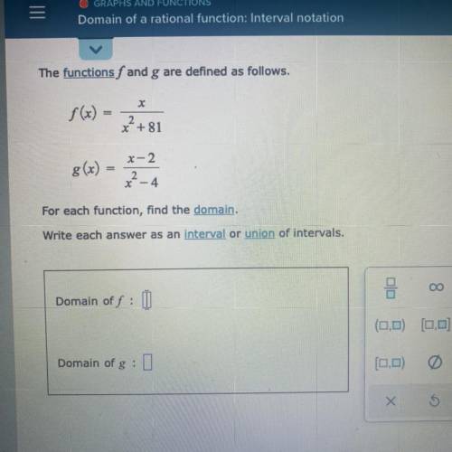 Domain of rational function interval notation