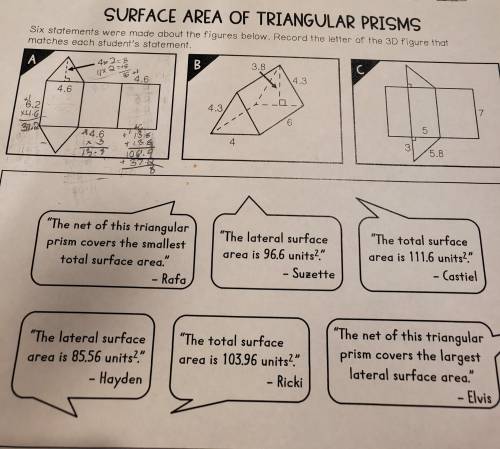SURFACE AREA OF TRIANGULAR PRISMS