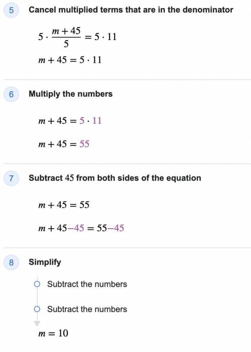 M/5+9=11
What is the value of m?