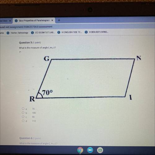 What is the measure of angle I, m