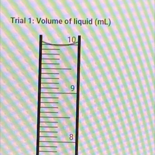Trial 1: Volume of liquid (mL)